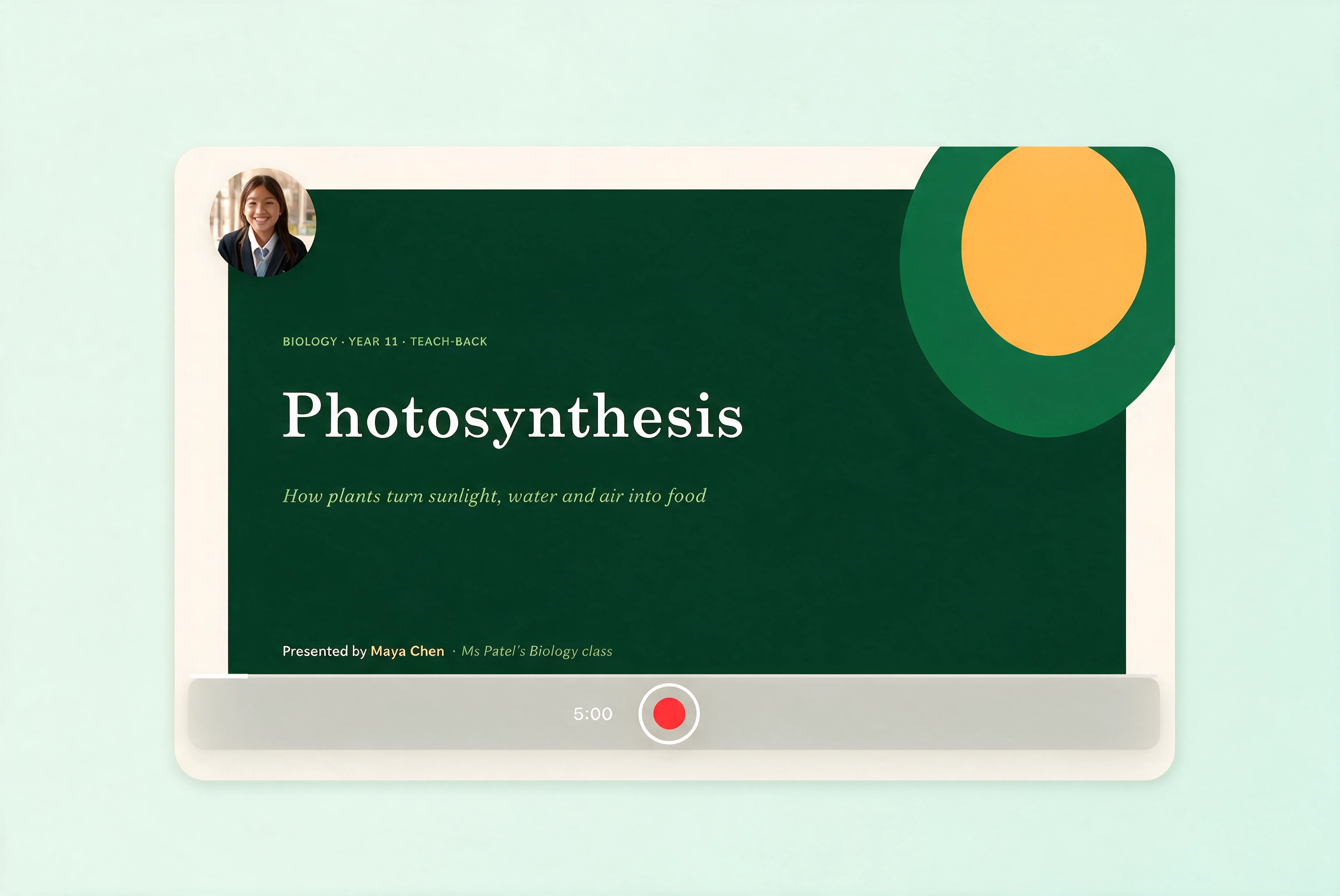 A student creating a Fishbole: building their Google Slides and recording their teach-back